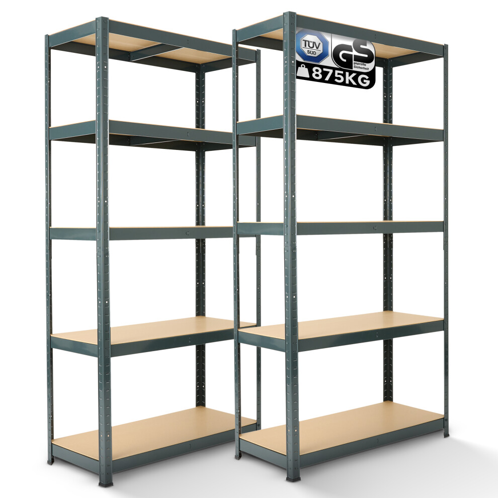 Arebos Heavy Duty Shelving Set Of 2 | 180 X 90 X 30 Cm | Anthracite | 5 Shelves | Workshop Shelving Storage Shelving Basement Shelving