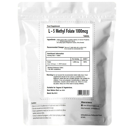 Methyl Folate 1000mcg Tablets L-5-MTHF Vitamin B9 x 180 1
