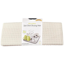 (Beige) 2 Pack Super Absorbent Microfiber Dish Drying Mat
