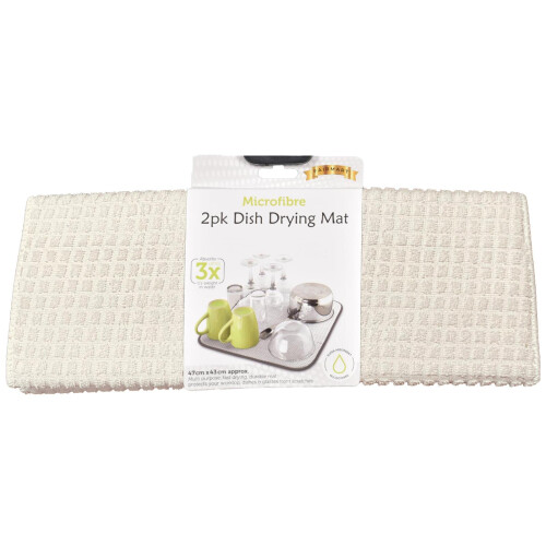 True Face (Beige) 2 Pack Super Absorbent Microfiber Dish Drying Mat