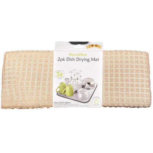 True Face (Brown) 2 Pack Super Absorbent Microfiber Dish Drying Mat