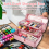 Glitter Pink & Craft Tool Storage Box,3-Layer Stackable Carry Tackle Box Sewing Organizer for Art 7