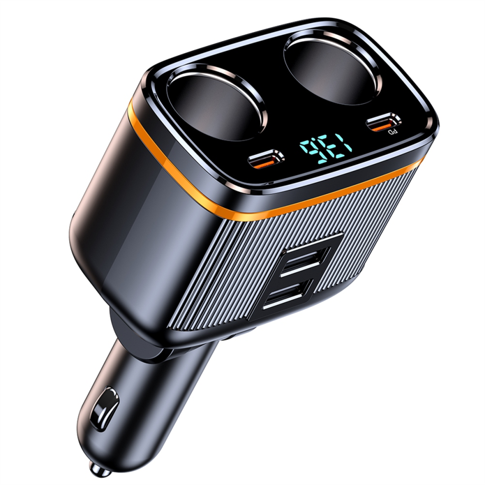 Car Splitter 145W Usb C Charger 4 Ports Adapter Voltage Display For All Devices 4852884962358