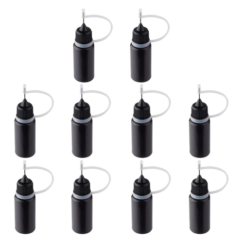 10Pcs Precision Tip Applicator Bottles Black Metal Needle Plastic Bottle 10ML