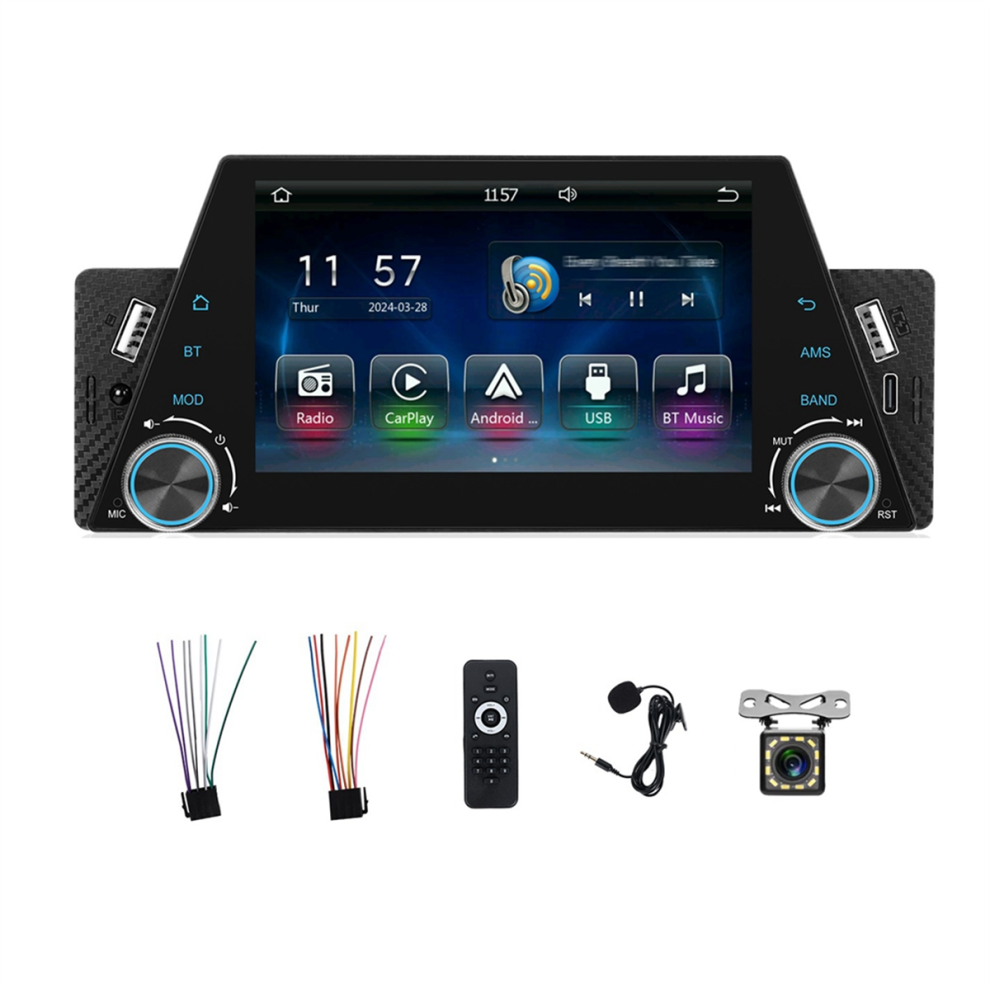 Car Radio Single Din 5 Inch Touchscreen Stereo With Carplay Android Auto Mirror Link Fm Usb Swc Backup Camera 4852884963799