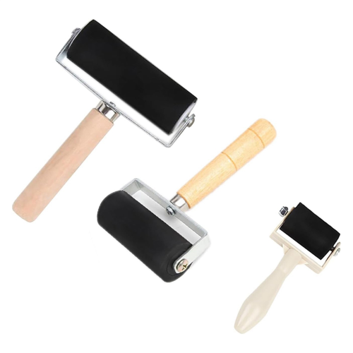 3 Pack Rubber-Roller Brayer Rollers 1.4/2.4/4 Inch Art Craft Roller for Printmaking,Ink,Wallpapers Stamping Gluing Tools 2