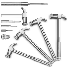 4-delige 6-in-1 hamerschroevendraaierset met multitool, klein metaal en voor reparatie van telefoons, horloges