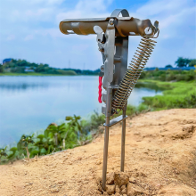 Fishing Rod Ground Holder Base Downhill Automatic Cane Support Stand Fish Pole Folding for Lakes Pond