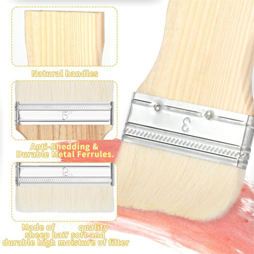 Conjunto de 3 pincéis de pintura de pá plana, largos e grandes de 3/4/5 polegadas para tintas a óleo e acrílicas 2