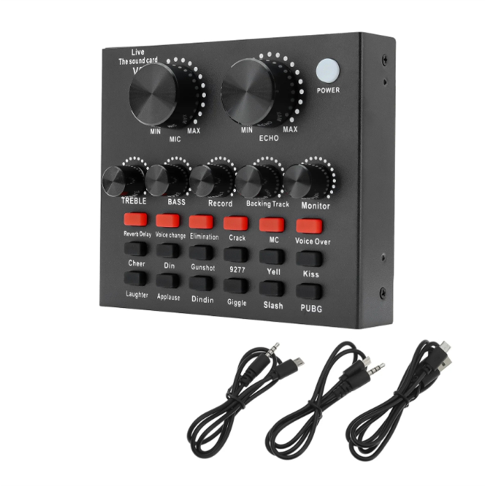 V8 Sound Card Voice Change Live Streaming Singing Karaoke Headset External Record For Mobile Home Ktv 4852884971145