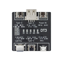 Placa de detecção liga/desliga de cabo de dados USB para testador de porta tipo C DT3 rápido e leve