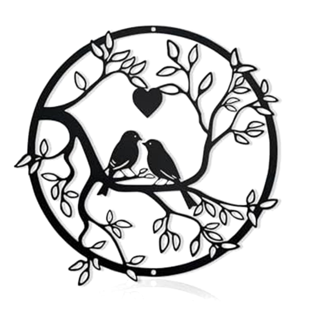 Kopinma Metal Bird Wall Decor On Branch Art Stylish Birds Hanging Family