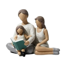 Família de 3 estatuetas decoração escultura de resina pais e filha estátua presentes para decoração de casa