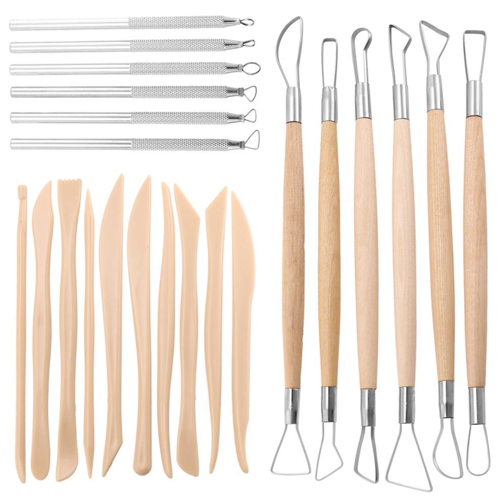 22Pcs Pottery Carving Tools &Metal Scraper&Plastic Clay Shaping Tools