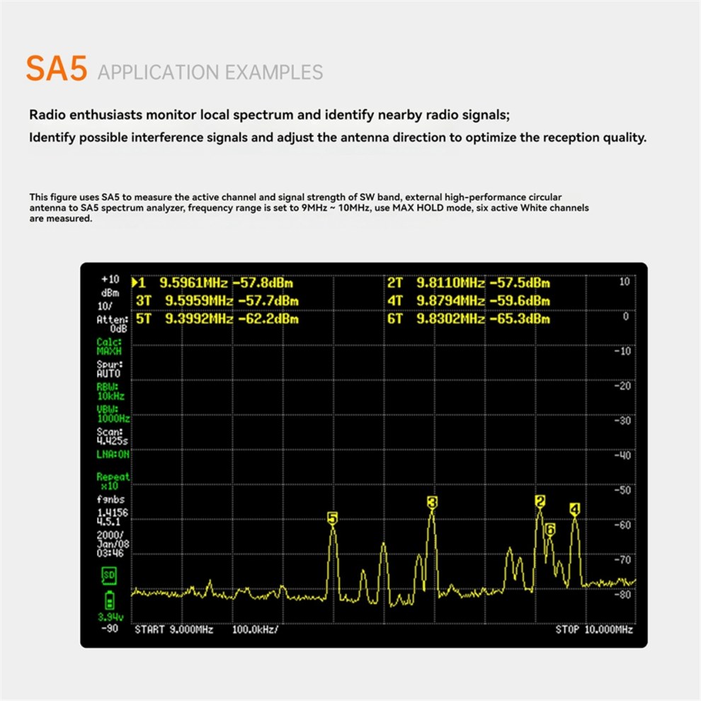 4Inch Ips Lcd Sa5 Multi-Function Handheld Spectrum Analyzer 4852214051219