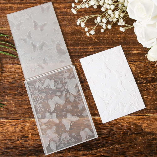 3D Embossing Folder,Textured Flower Leaf Butterfly Embossing Template 2