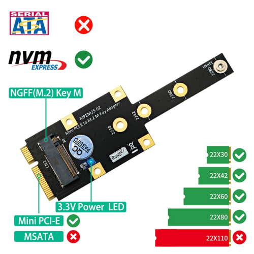 Mini PCI-E naar M.2 M-sleuteladapter Mini PCIExpress naar NVME SSD-converter 2