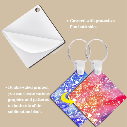 120Pcs Square Sublimation Keyring Blanks Set for DIY Keychain & Craft 1