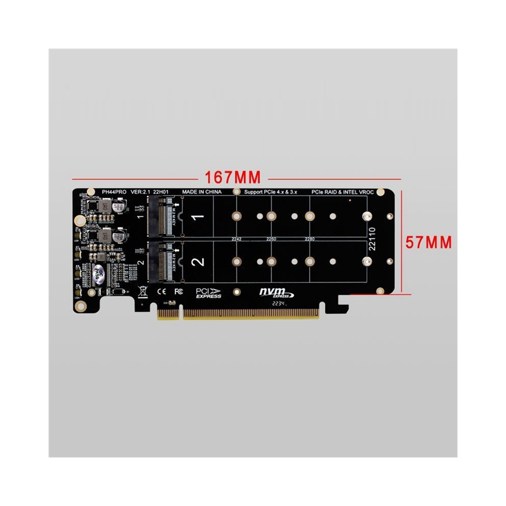Pcie 4.0 Dual-Disk Pciex16 To M.2 M-Key Nvme Ssd Expansion Card 4852214074089