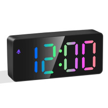 Rainbow Colored LED Digital Alarm Clock, Adjustable Volume,Black