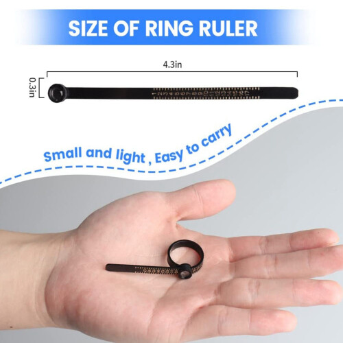 Ring Sizer, with Magnifying Glass, Plastic Finger Belt 1-17 US Size 1