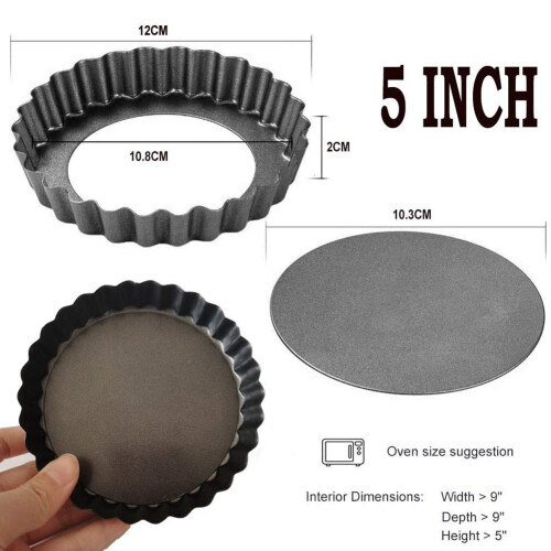 Pacote com 6 mini formas para tortas de 5 polegadas com fundo removível para quiche 1
