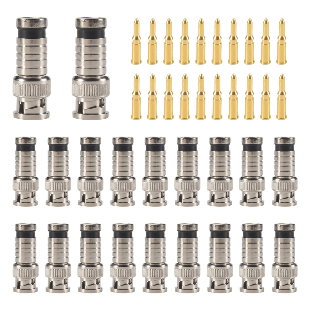 20 Pcs Bnc Compression Connector For Rg58-59 Crimper Video Plug 4852214082626
