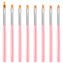 8 τμχ Color Paint Σετ στυλό Pink Petal Pen Nail Brush Κοντό πινέλο νυχιών