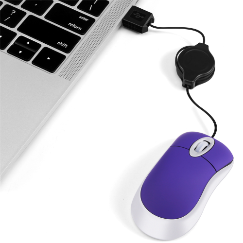 Mini USB Wired Mouse Retractable Tiny Small Mouse 1600 DPI Optical 2