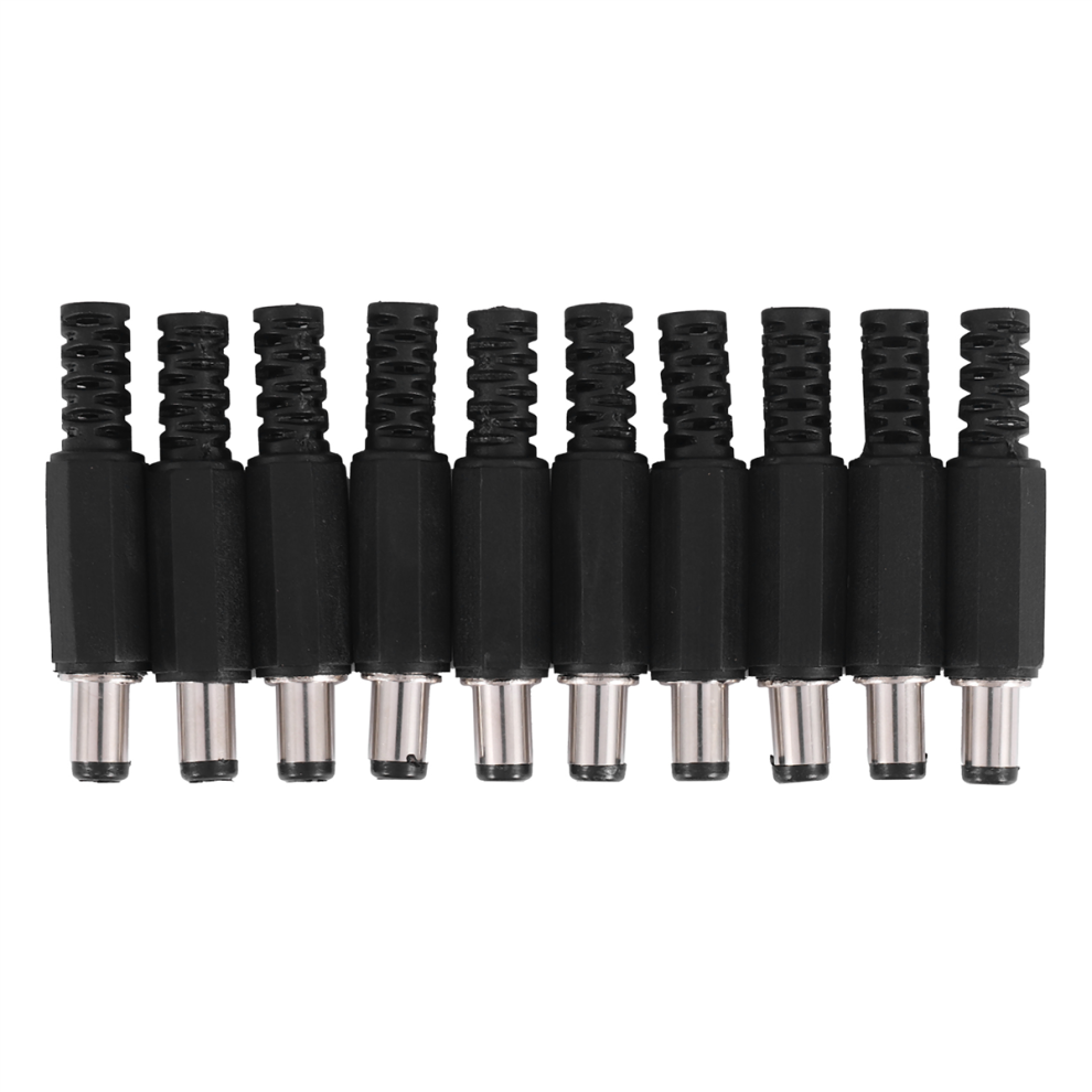 10Pcs 5.5X2.1mm Male Solder Dc Plug Jack Straight Connectors Black 4852214007834