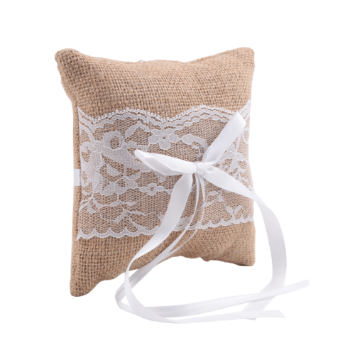 Vintage Rustic Wedding Ring Pillow 6 inch x 6 inch