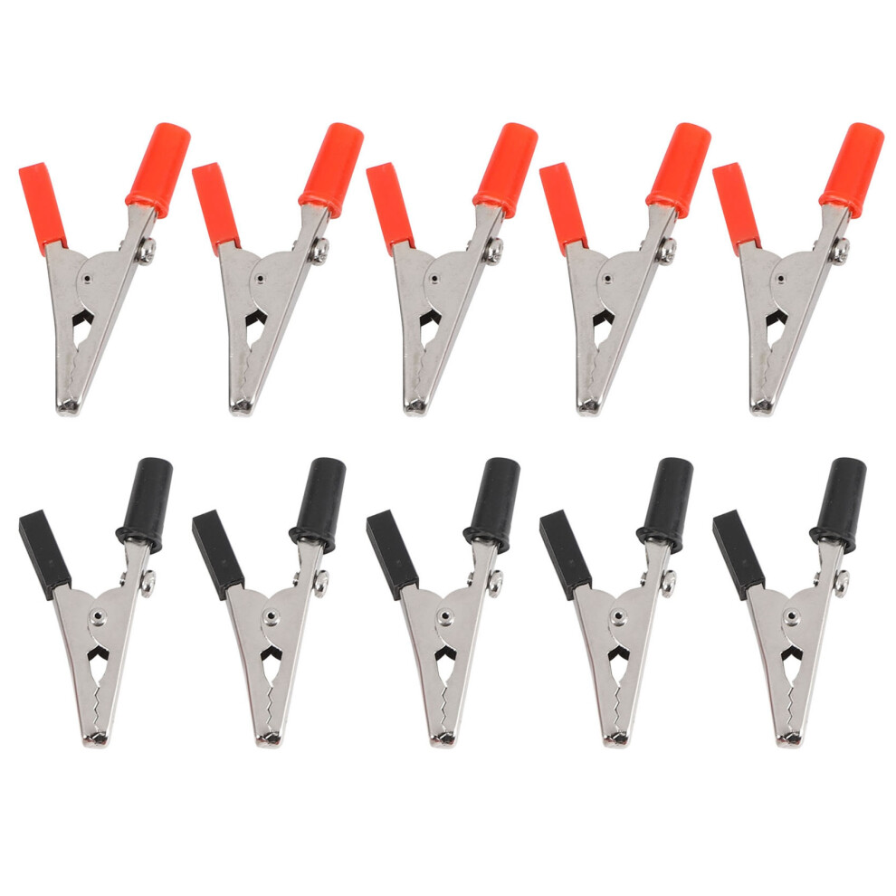 10 Pcs 50Mm Plastic Handle Test Probe Metal Alligator Clips 4852214014351