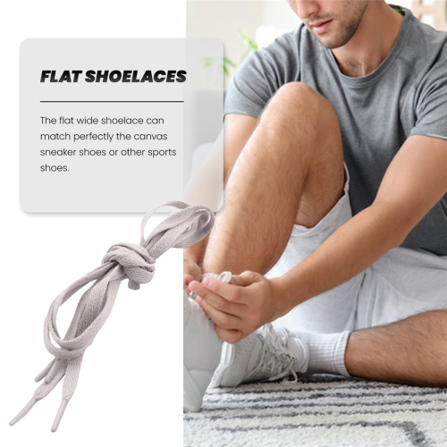 Trainers Plastic Tips 52.4 Long Grey Flat Wide Shoe Laces Strings 2pcs 2