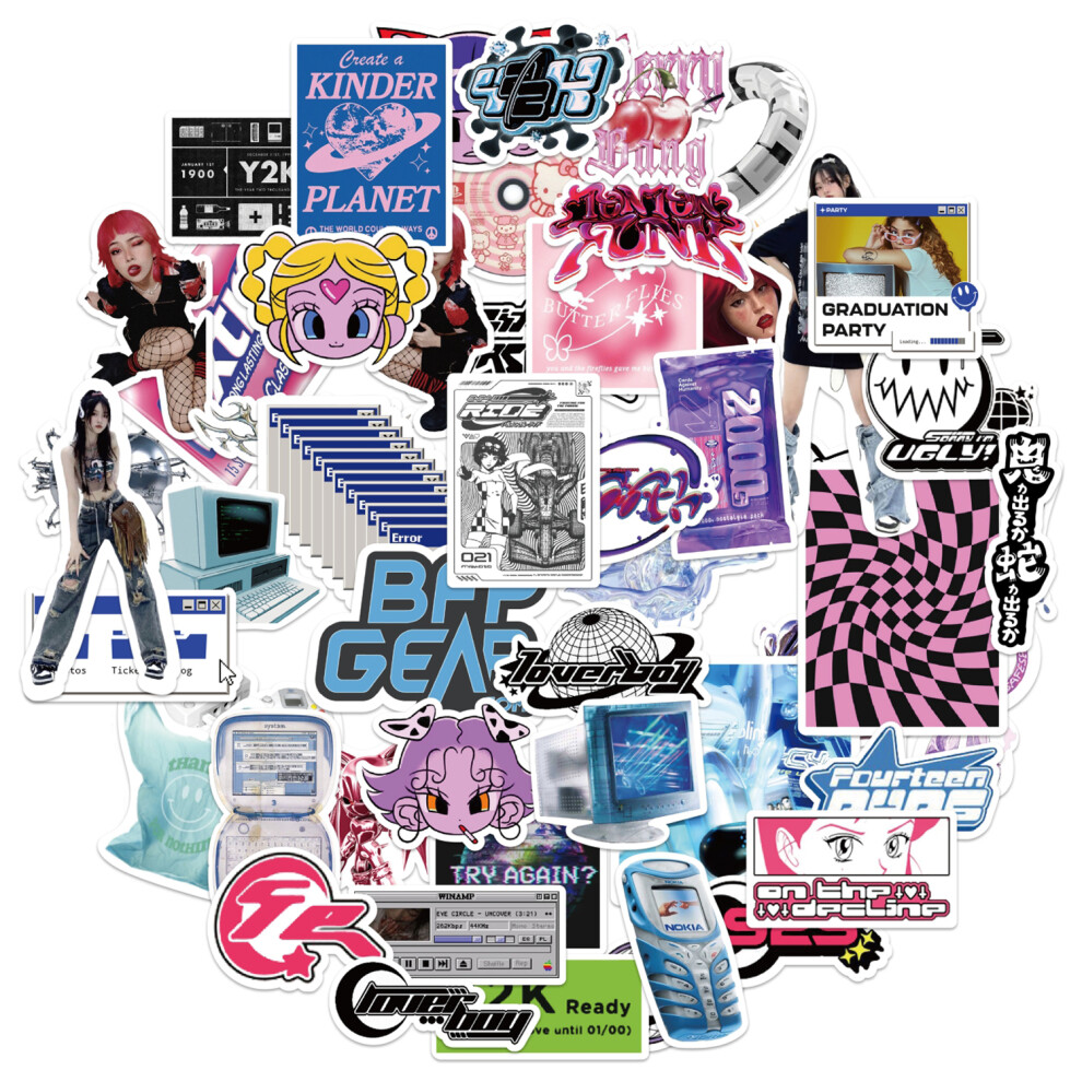 (50pcs) 10/50PCS VSCO Y2K Style Stickers 90s Girls Harajuku Vintage Decal Suitcase Laptop Skateboard Stickers Cute Aesthetic Decal Gift