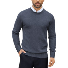 (Navy, L) Mens Jumpers Ribbed Casual Pullover Sweater