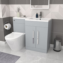 Nes Home Matte Grey 1100mm RH Basin Vanity Cabinet & BTW Curved Toilet