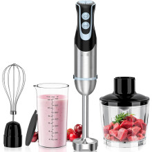 (Blender beaker whisk chopper) Hand Blender 4 in 1, 1000W Electric Stick Blender Stainless Steel with 12 Speeds and Turbo Mode, Baby Food Immersion Blender Handheld