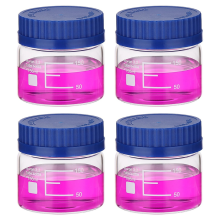 4-pack reagensmedia-opslagflessen, 150 ml borosilicaatglas brede ronde flessen met GL32-schroefdop