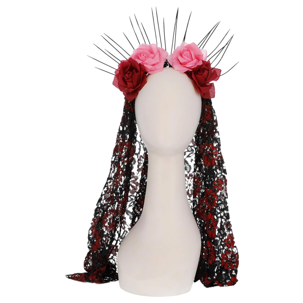 Smiffy's Womens/Ladies Deluxe Sunburst Day Of The Dead Headband & Veil Not,Specified