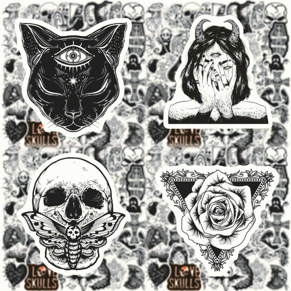 50Pcs  Classic Gothic Stickers Goth DIY Stickers Scrapbooking Phone Luggage Skateboard Waterproof Decals