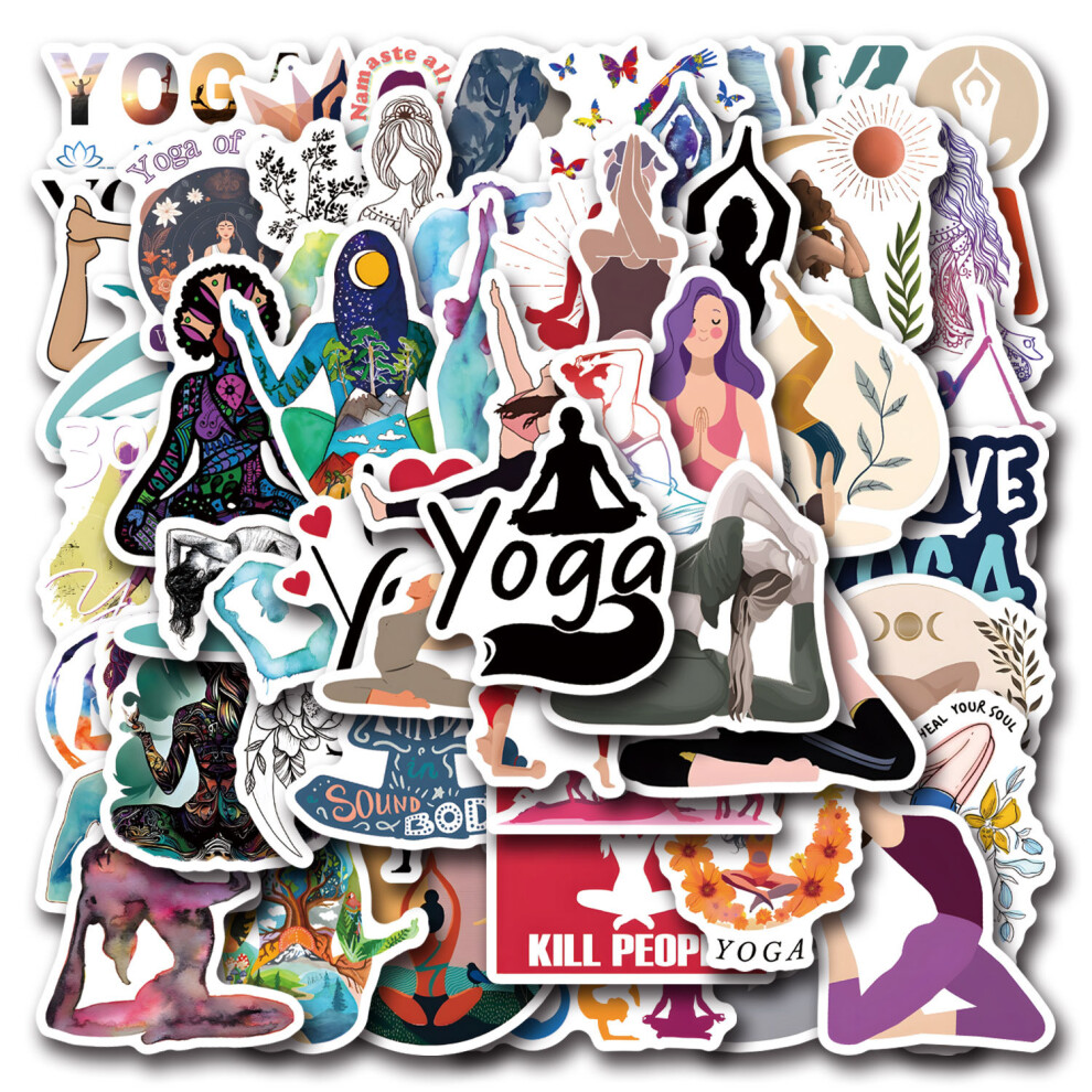 (MULTICOLOR) 56Pcs Yoga Stickers Yoga Mandala Flowers DIY Stickers Scrapbooking Phone Luggage Skateboard Waterproof Graffiti Decals