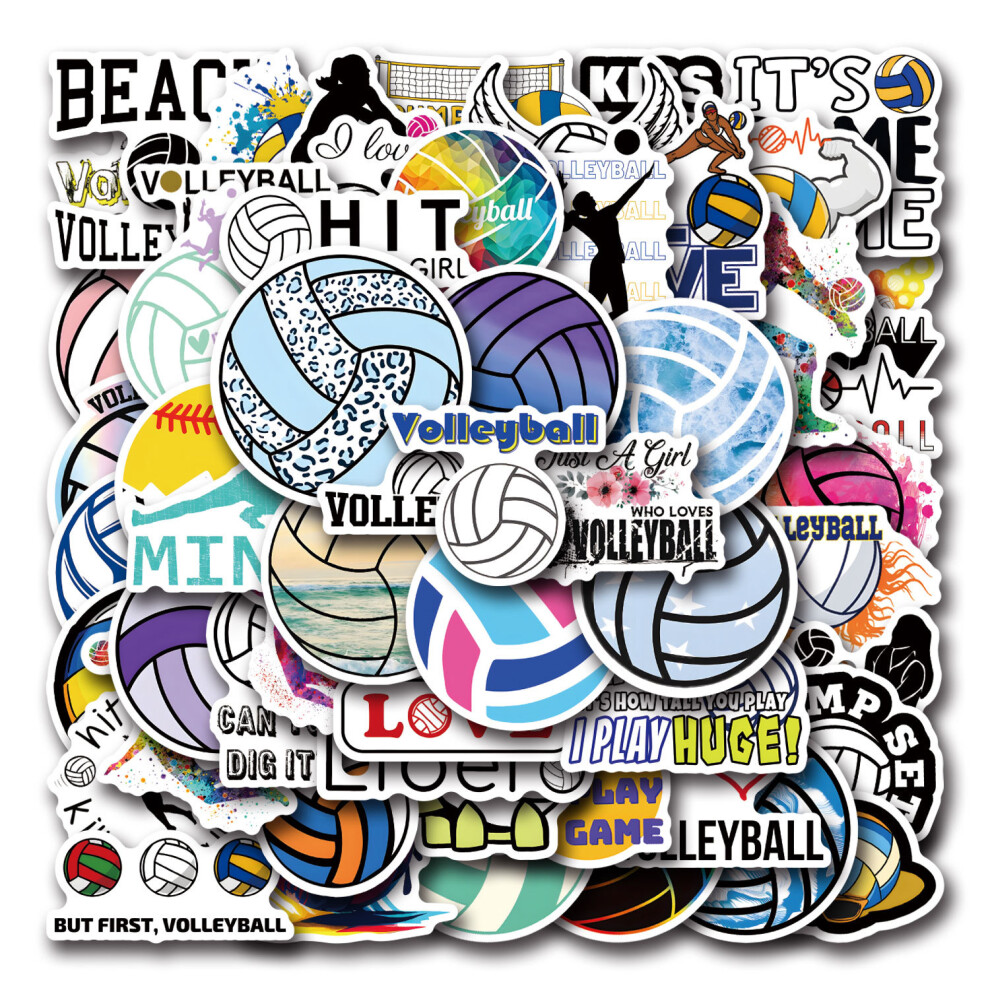 (MULTICOLOR) 55Pcs Cute Volleyball Stickers DIY Stickers Scrapbooking Phone Luggage Skateboard Waterproof Graffiti Decals