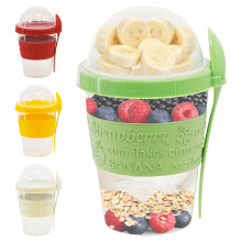 GEEZY Breakfast Pot with Lid Spoon Yoghurt Porridge Overnight Oats BPA Free Container
