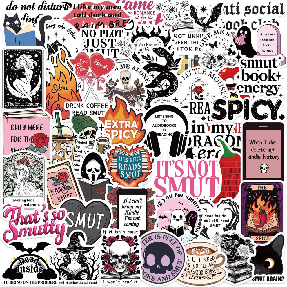 (MULTICOLOR) 50Pcs Smut Bookish Stickers Funny Graffiti Sticker DIY Luggage Laptop Phone Guitar Car Bike Skateboard Decals