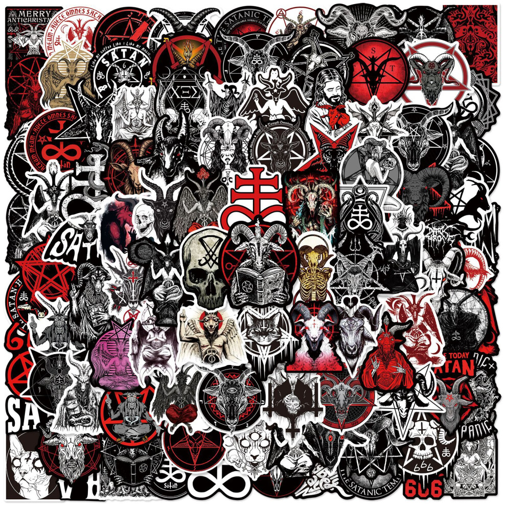 (MULTICOLOR) 100Pcs Mixed Devil Satan Stickers Demon Satan for Travel Luggage Phone Laptop Suitcase Skateboard Motorcycle Helmet Decals
