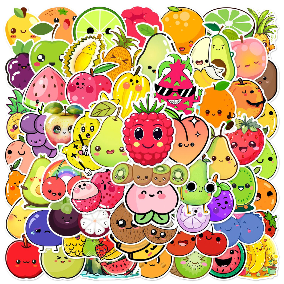 (MULTICOLOR) 60Pcs Kawaii Cute Cartoon Fruits and Vegetables Stickers DIY Stickers Scrapbooking Phone Luggage Skateboard Waterproof Decals