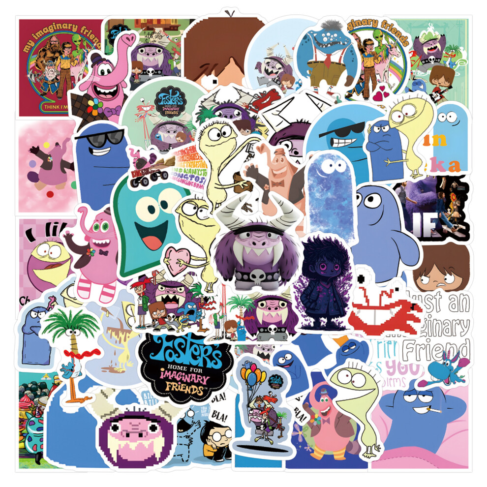 (MULTICOLOR) 55Pcs Cute Imaginary Friends Stickers Mac and Bloo DIY Stickers Scrapbooking Phone Luggage Skateboard Waterproof Decals
