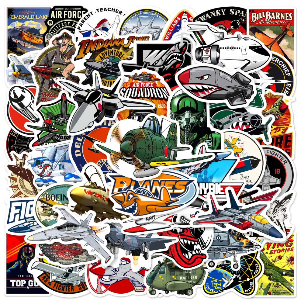 (MULTICOLOR) 50Pcs Cartoon  Airplane Stickers Fighter plane Airship DIY Sticker Scrapbooking Phone Luggage Skateboard Waterproof Decal