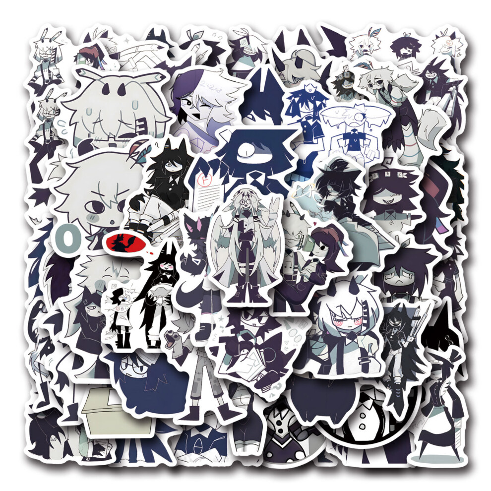 (Black) 56Pcs Cartoon Fundamental Paper Education Stickers Miss Circle Graffiti Stickers Diy Laptop Suitcase Waterproof Sticker Black