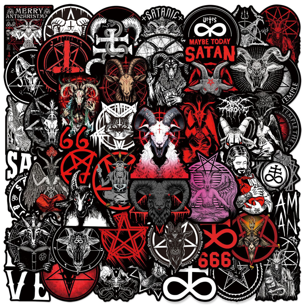 (MULTICOLOR) 50Pcs Satan Stickers Devil satanic Vinyl Stickers For DIY  Scrapbooking Phone Luggage Skateboard Waterproof Decals